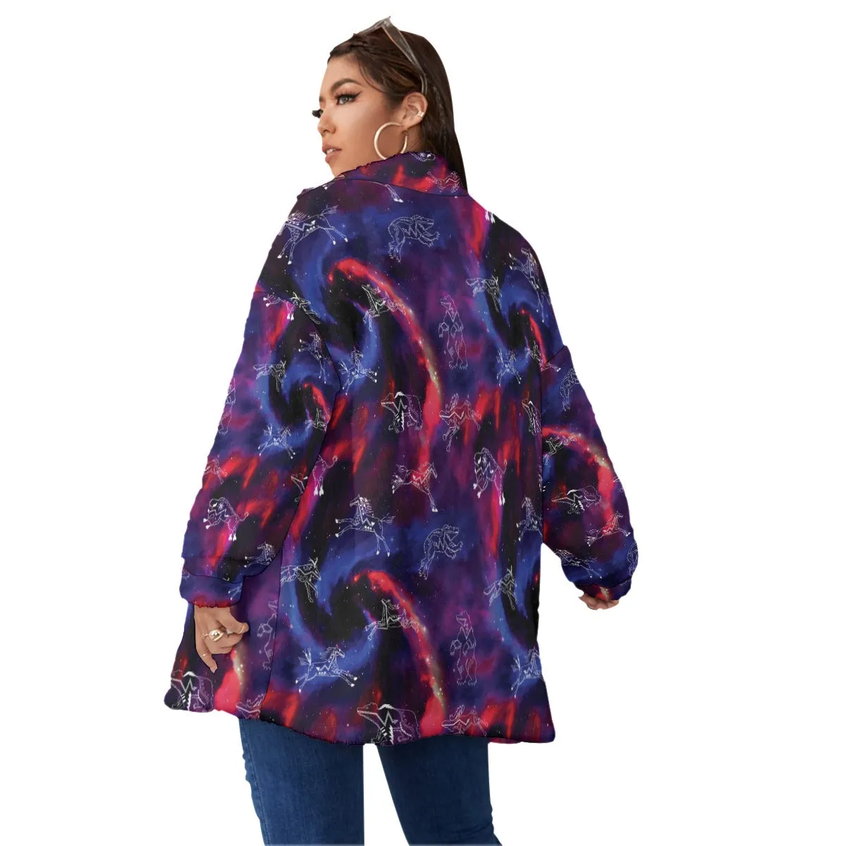 Animal Ancestors Blue and Pink Swirl Borg Fleece Coat