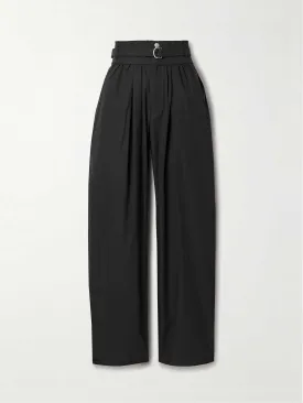 Celia belted pleated shell tapered pants