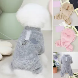 Elastic pet fleece overall with drawstring