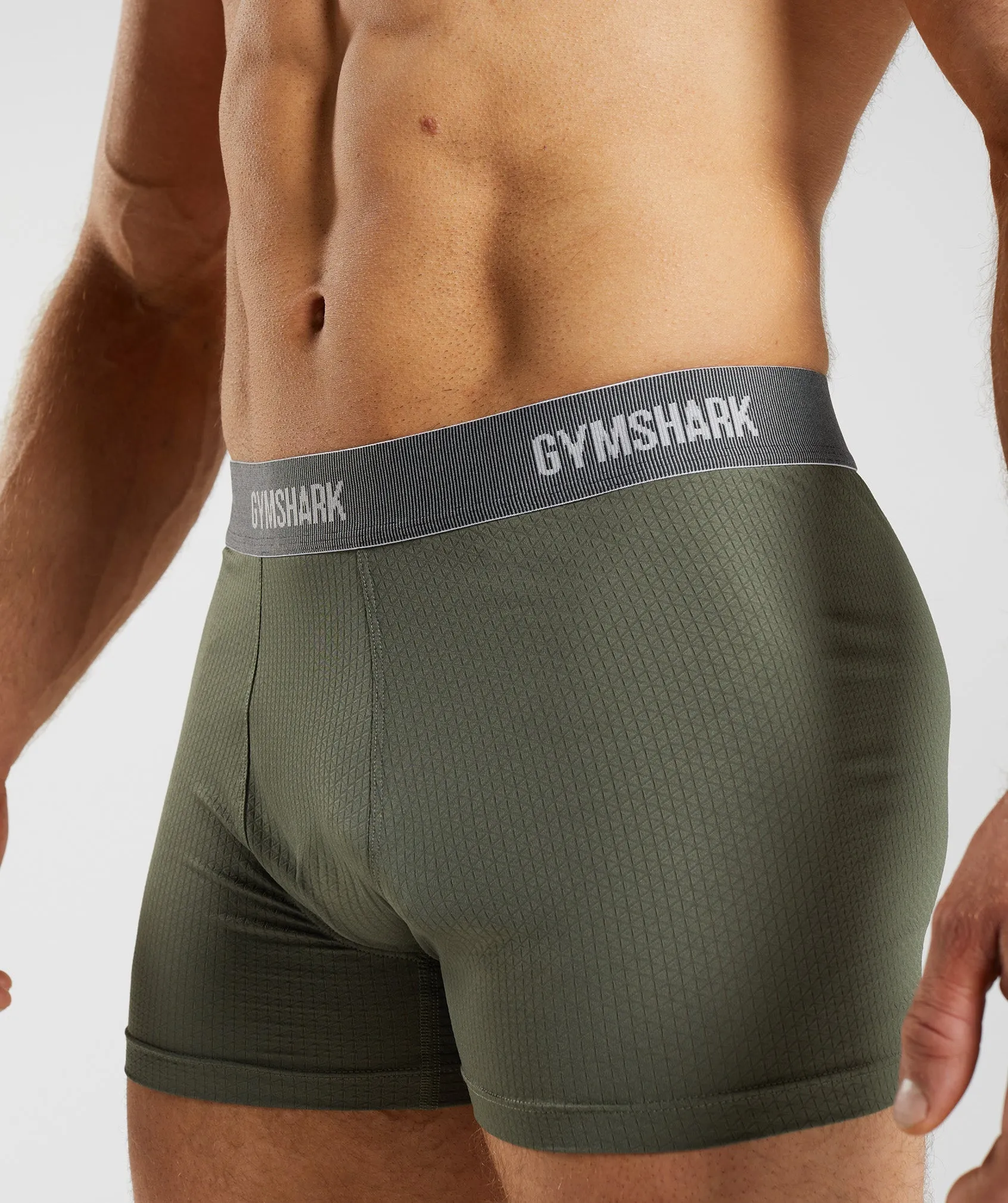 Gymshark Sports Tech Boxers 2Pk - Black/Core Olive
