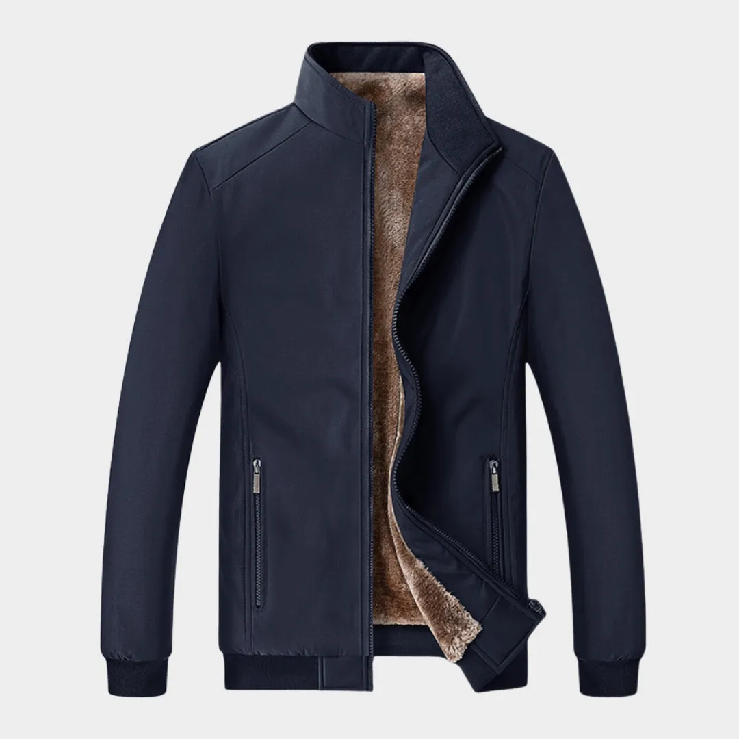 Men's Business Jacket - Fleece Thickening Solid Color, Casual Coat, Grey, Dark Blue, Black