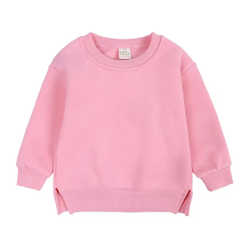 Side Slit Solid Color Fleece Sweatshirt