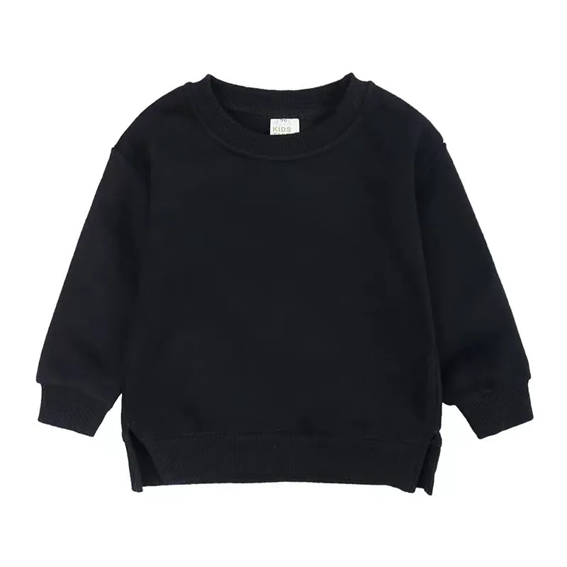 Side Slit Solid Color Fleece Sweatshirt