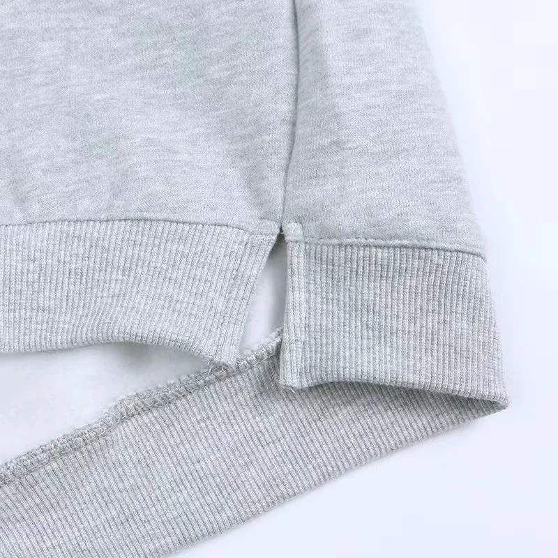 Side Slit Solid Color Fleece Sweatshirt