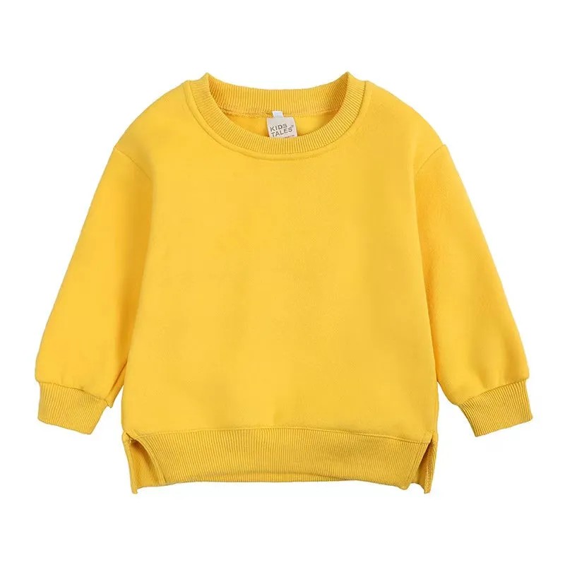 Side Slit Solid Color Fleece Sweatshirt