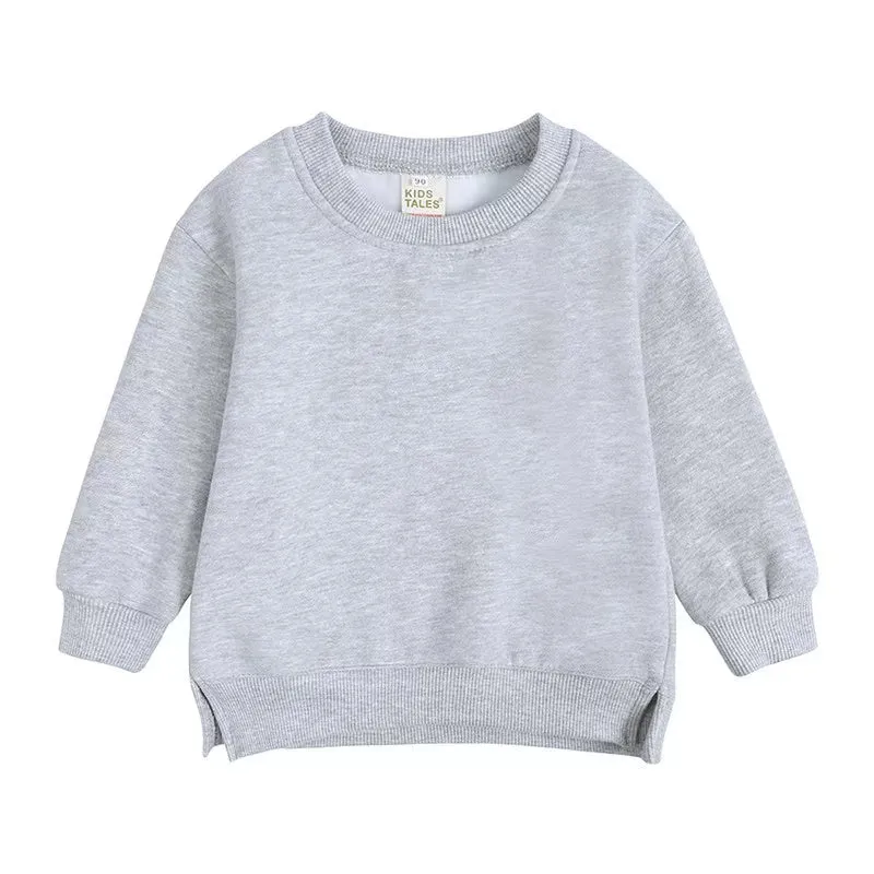 Side Slit Solid Color Fleece Sweatshirt