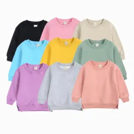 Side Slit Solid Color Fleece Sweatshirt