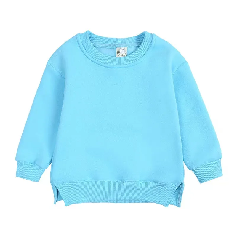Side Slit Solid Color Fleece Sweatshirt
