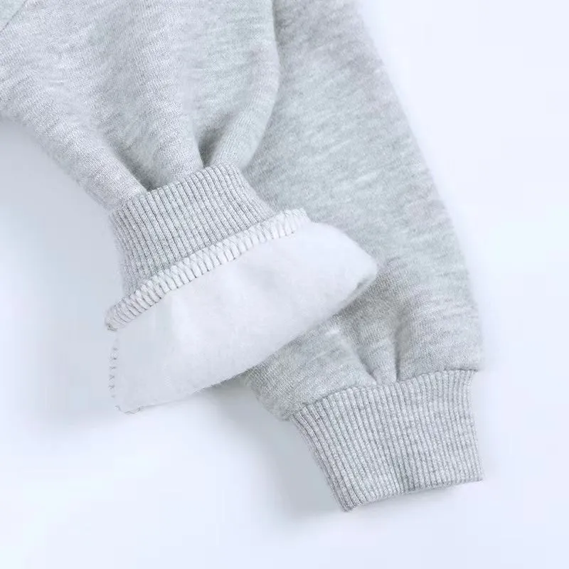 Side Slit Solid Color Fleece Sweatshirt