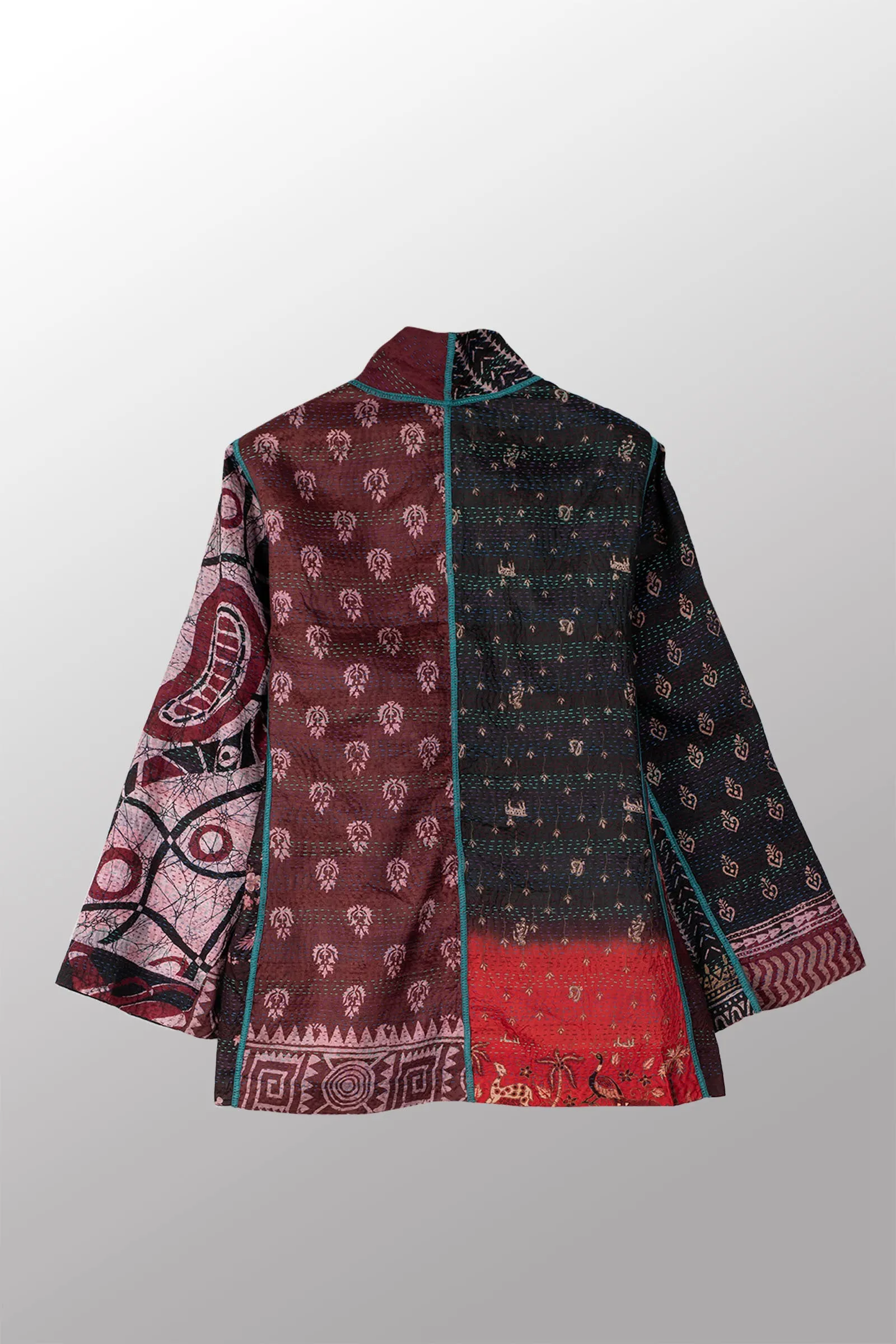 VINTAGE SILK KANTHA SHORT JKT - sv2007-0045l -