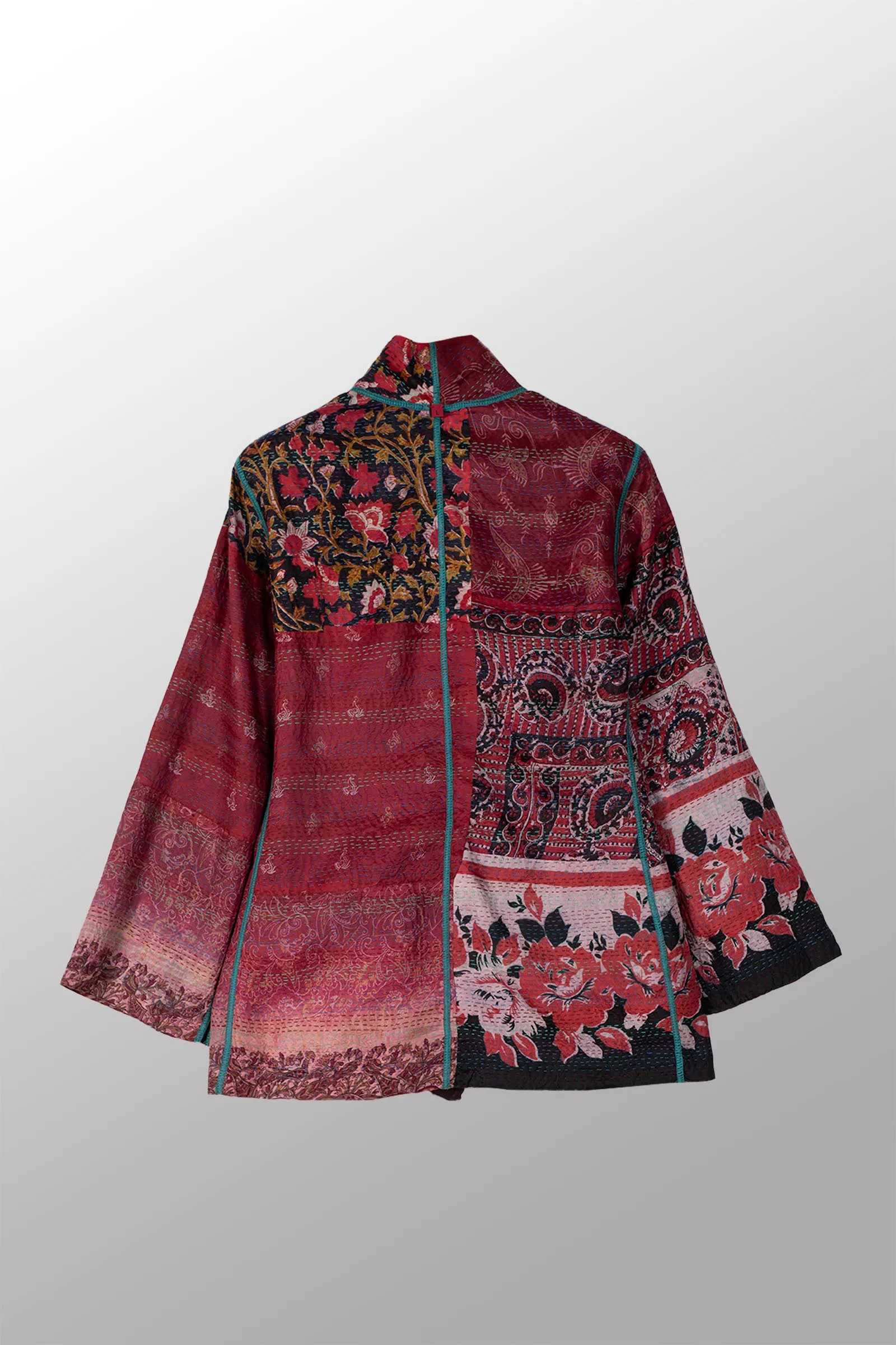 VINTAGE SILK KANTHA SHORT JKT - sv2007-0045l -